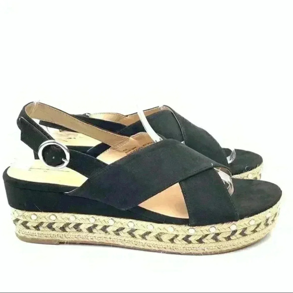 A new day sandals 9.5 black flatforms Espadrilles - Picture 1 of 14